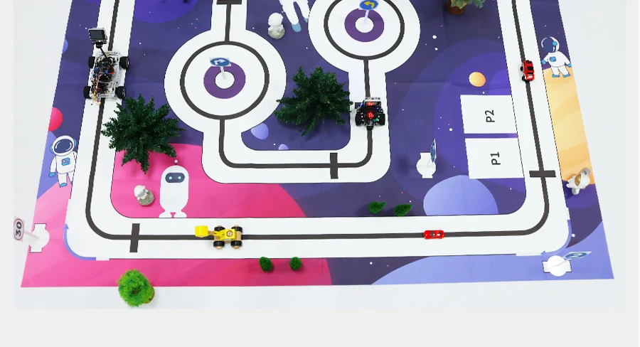 Yahboom Autopilot Track Map 2m * 1,5 m PVC wasserdichtes Material mit Verkehrs zeichen und Ampeln für das Mikrobit-Roboter auto training – Detail 28