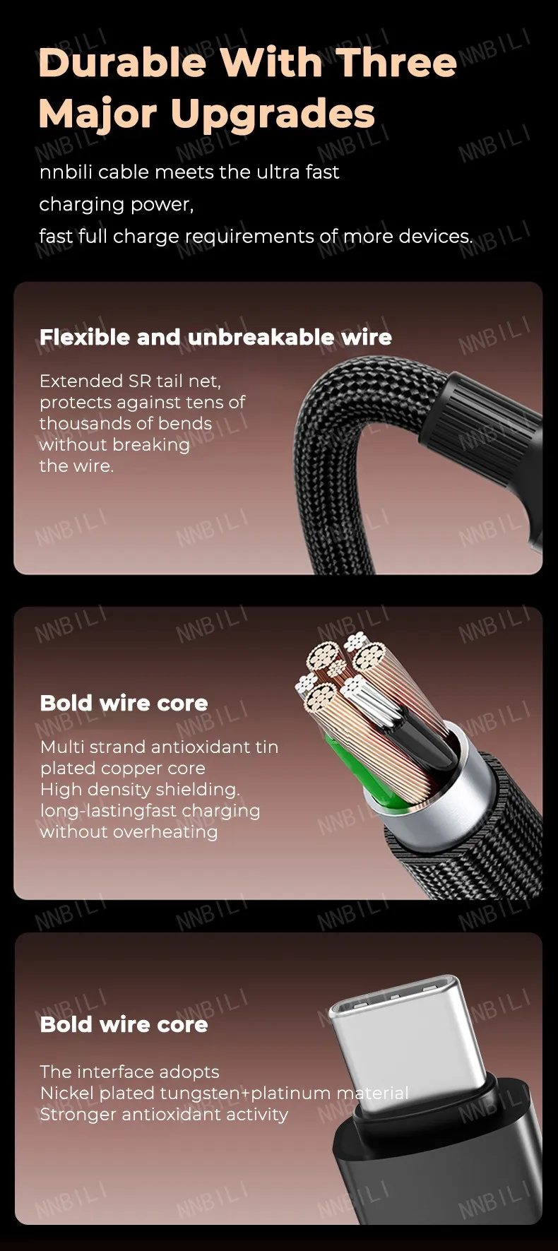 NNBILI 120W USB C To USB C For iPhone 16 17 Pro Fast Charge Cable Hollow RGB Light USB A to Type C Cable For Macbook Samsung S26