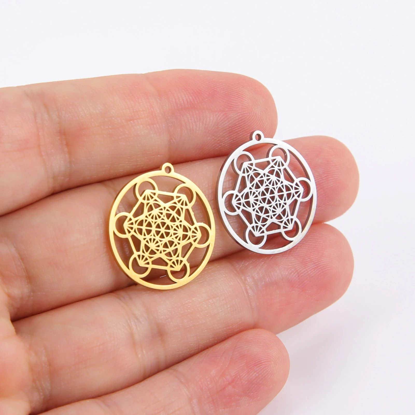 

5PCS Angel Seal Archangel Metatron Pendant Charm Women's Men's Geometric Stainless Steel Solomon Jewelry