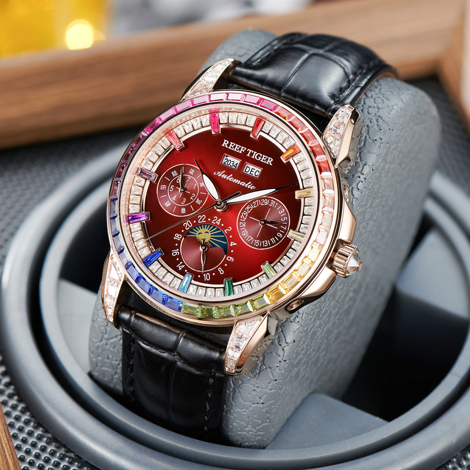 Silver Tone Multicolored Tiger Face with Rhinestones Bezels Watch New Battery Jennifer Lopez Watch Womens 32mm Two Tone Pave Rhinestone  main image 4