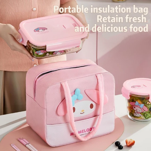 MINISO Lunch Bag Portable Drawstring Lunch Box Kawaii Hello Kitty Handbags  for Women Storage Bag Kids Outdoor Travel Picnic Bag - AliExpress