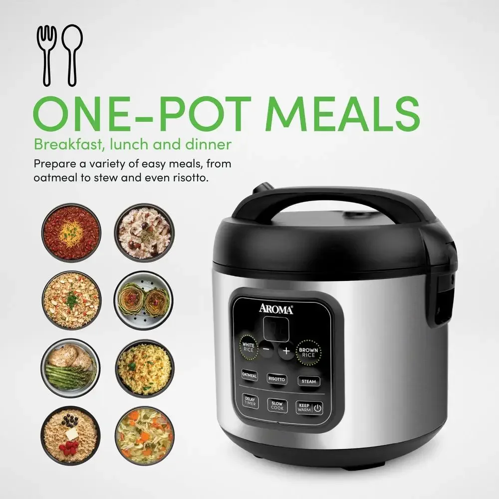 Digital Rice & Grain Multicooker 8-Cup Black ARC-994SB Cook Perfectly Rice Steam Vegetables Slow Cook Dishwasher Safe  ® New 5