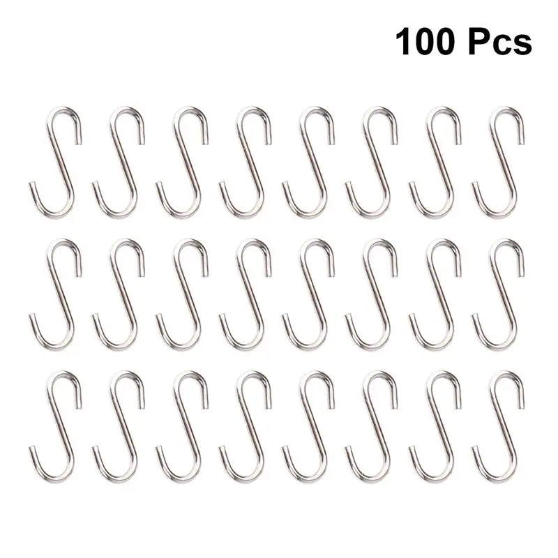 100PCS DIY Mini S-Shaped Hooks Sturdy Hooks Stainless Steel S-Shaped Hangers Metal DIY Jewelry Accessory S-Shaped Hanging Hooks