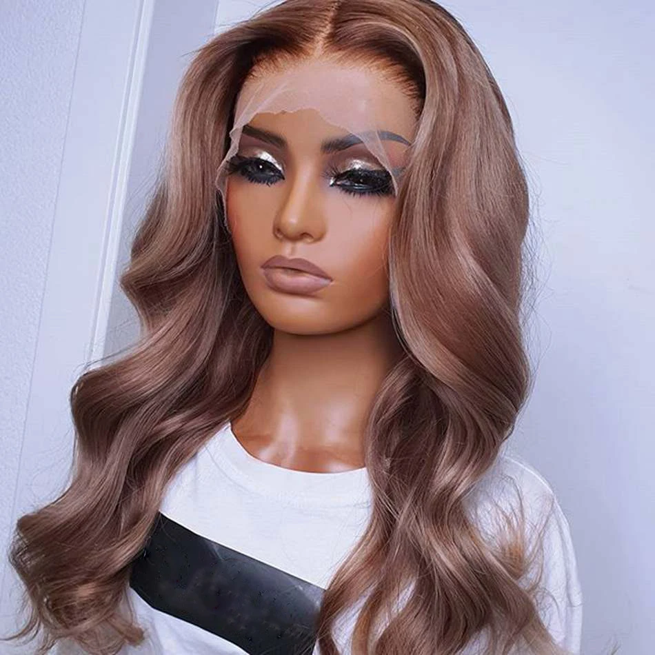 

Natural 26inch Long Ombre Ash Blonde Body Wave European Virgin Human Hair Jewish Wig 13x4Lace Front Kosher Sheitel Wig For Women