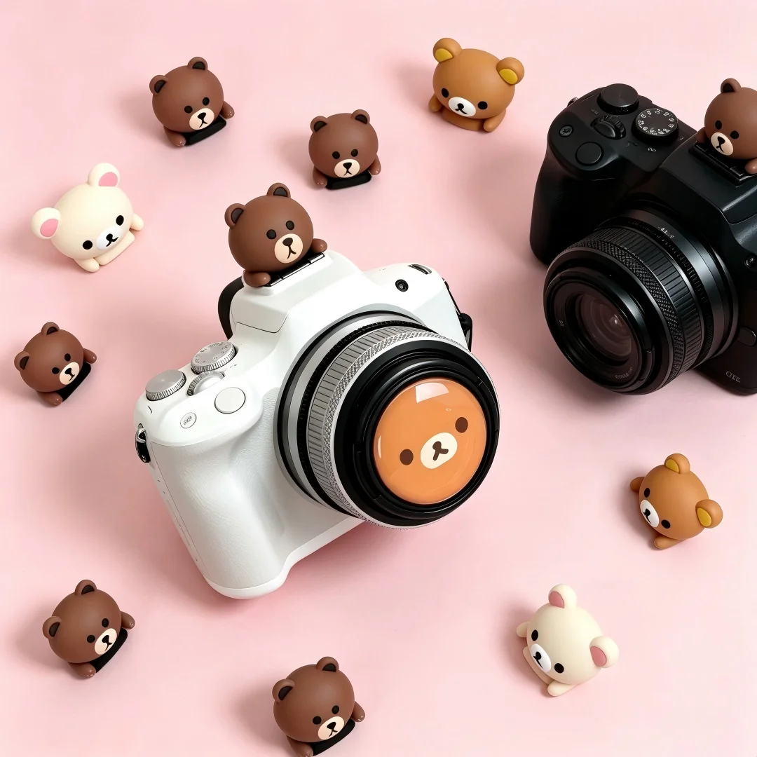 라이카 Q2 후지 X100V X-T5 ZV-1 캐논 EOS R5 니콘 Z5 카메라 액세서리용 귀여운 작은 곰돌이 핫슈 커버