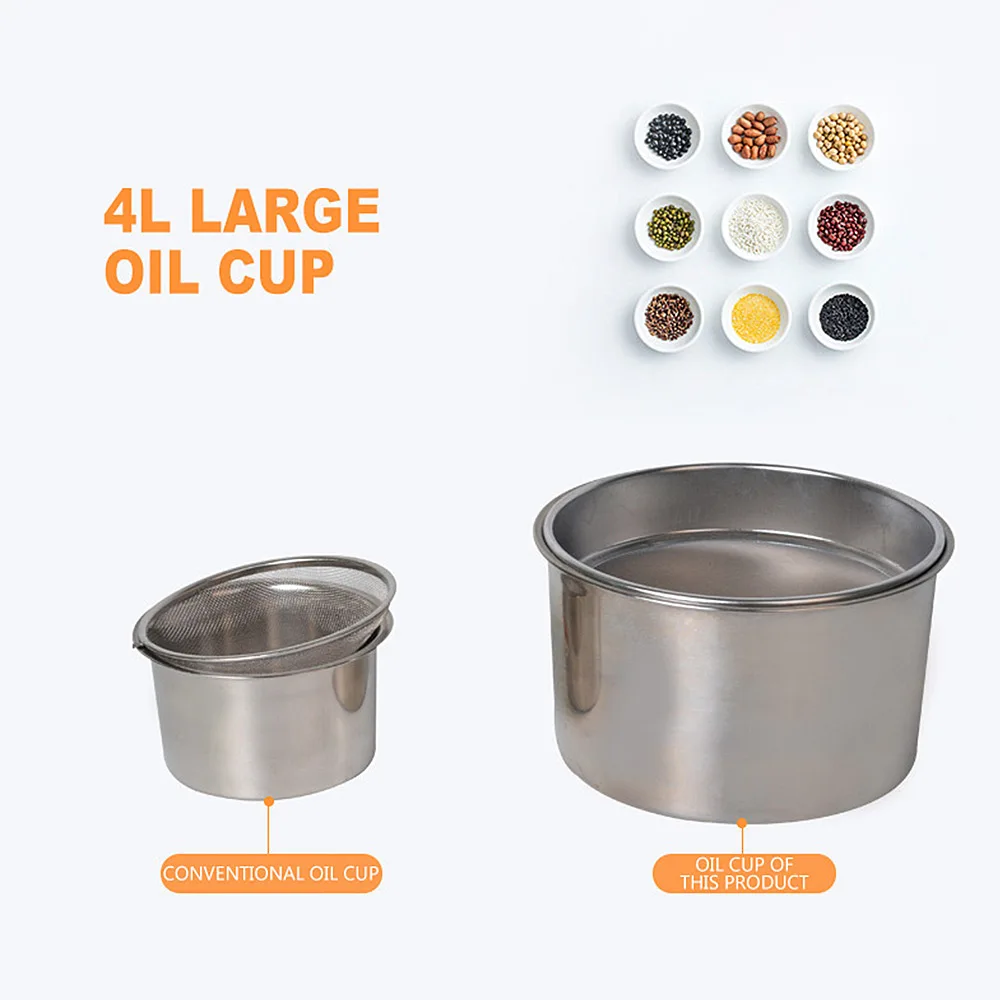Factory New Commercial Electric Oil Press Machine Stainless Steel Oil Presser Hot Cold Household Pressing Machine
