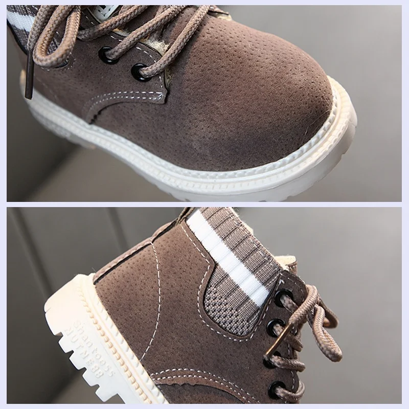 SHLIANG Kinderen Casual Schoenen Herfst Winter Laarzen Jongens Schoenen Mode Leer Zachte Antislip Meisjes Laarzen Sport Loopschoenen S0197_voghion.com