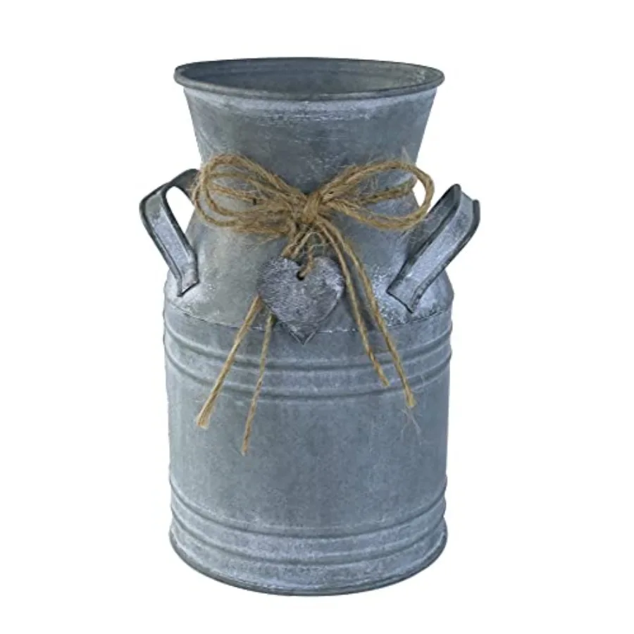 Rustic Galvanized Milk Can Flower Vase