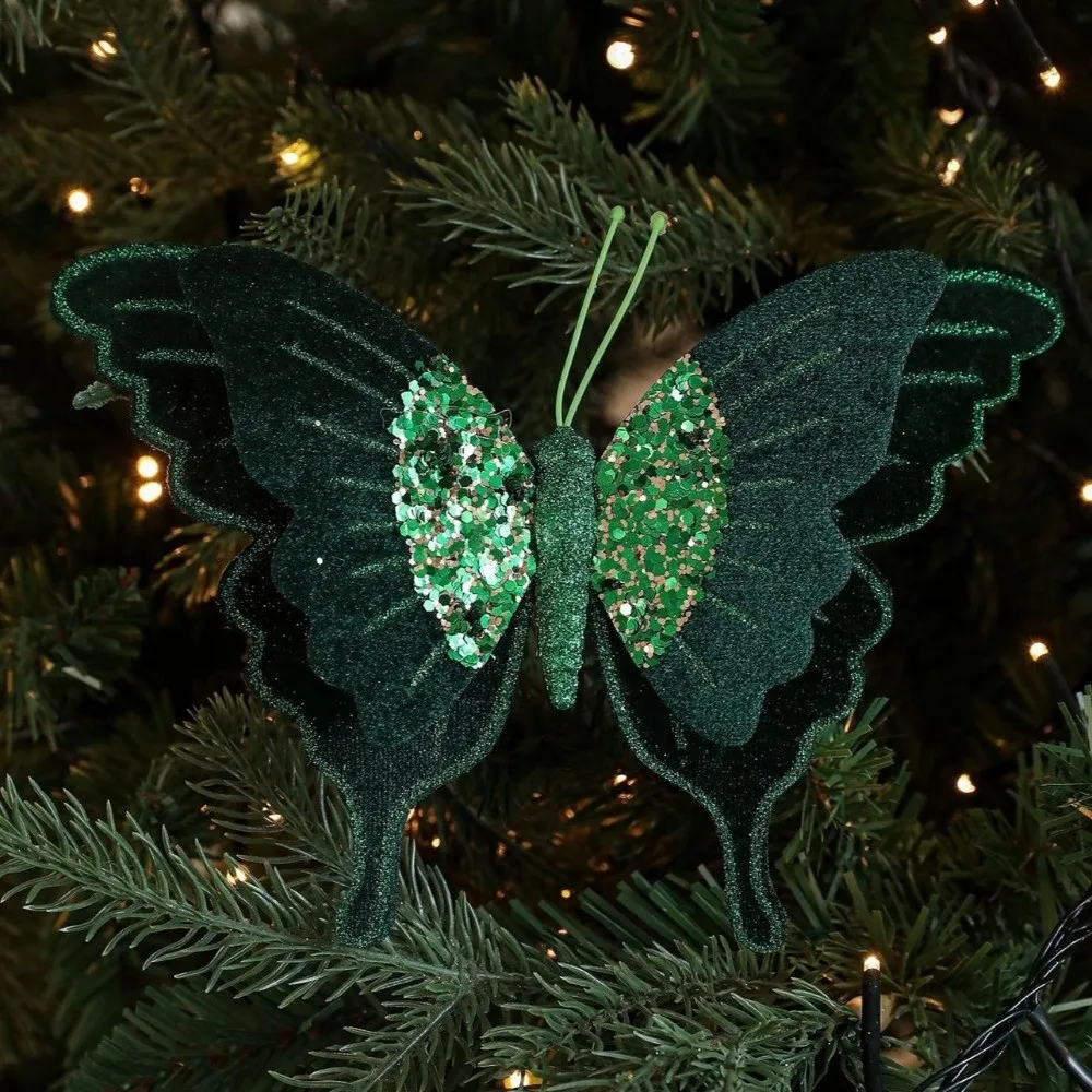 Glitter Christmas Tree Decoration Velvet Flower