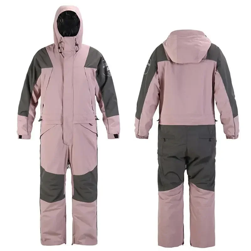Outdoor Sport Man Jumpsuits Winter Warm Hooded Women One Piece Snowsuit Hiking Alpine Male Snowboard Overalls Waterproof Clothes