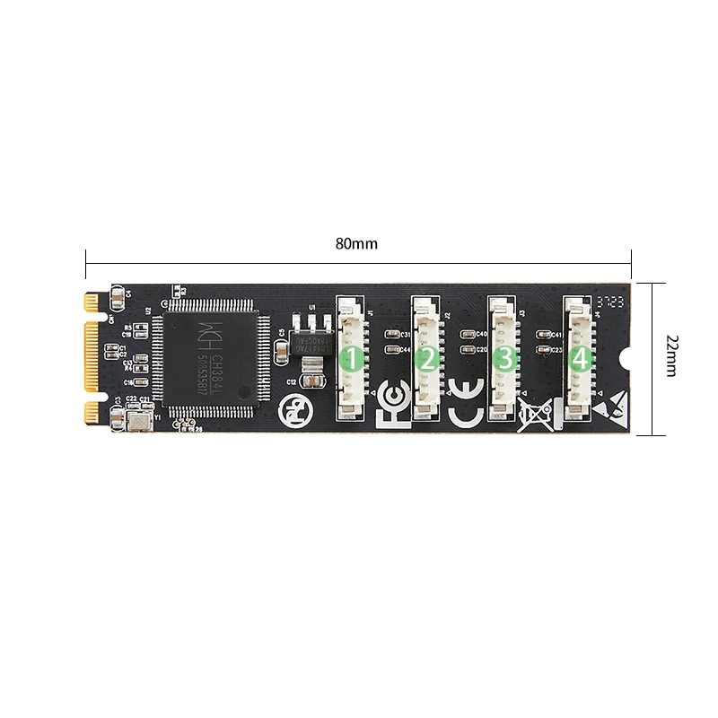 Cartão de Expansão do Porto Serial Industrial M.2 b Mais m para Db9 Portas com 4s db 9pin Rs232 Ngff 2280 mm - Imagem 2