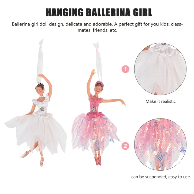 2 Db Balerina Lány Pózol Karácsonyfa Dekorációk Lógó Táncos Tánc Medál Asztalcape Fesztivál Díszek Plüss - Image 2