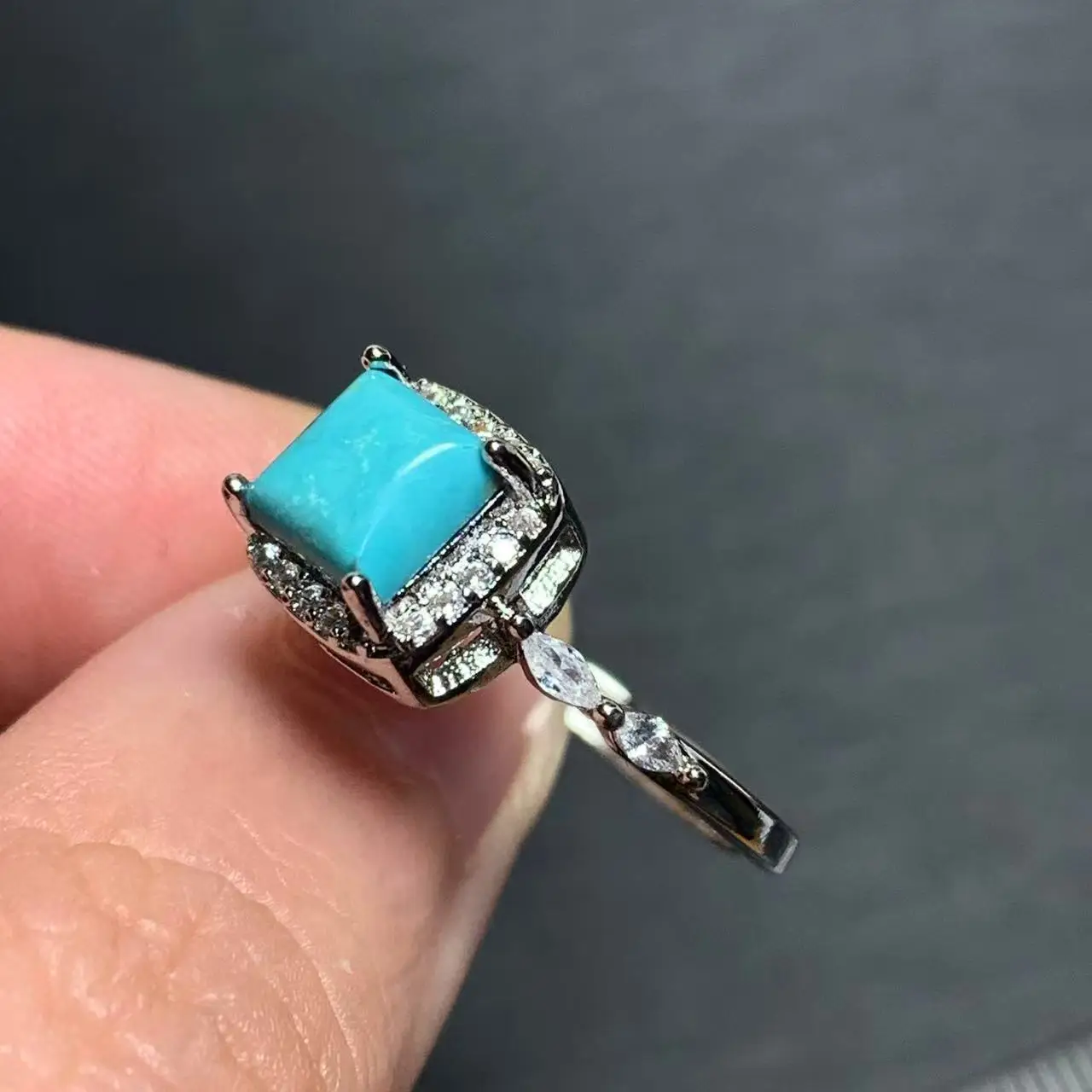 Natural Turquoise Ring Adjustable Female ring Jewelry for Women Gift Wholesale High Quality Vintage Fine