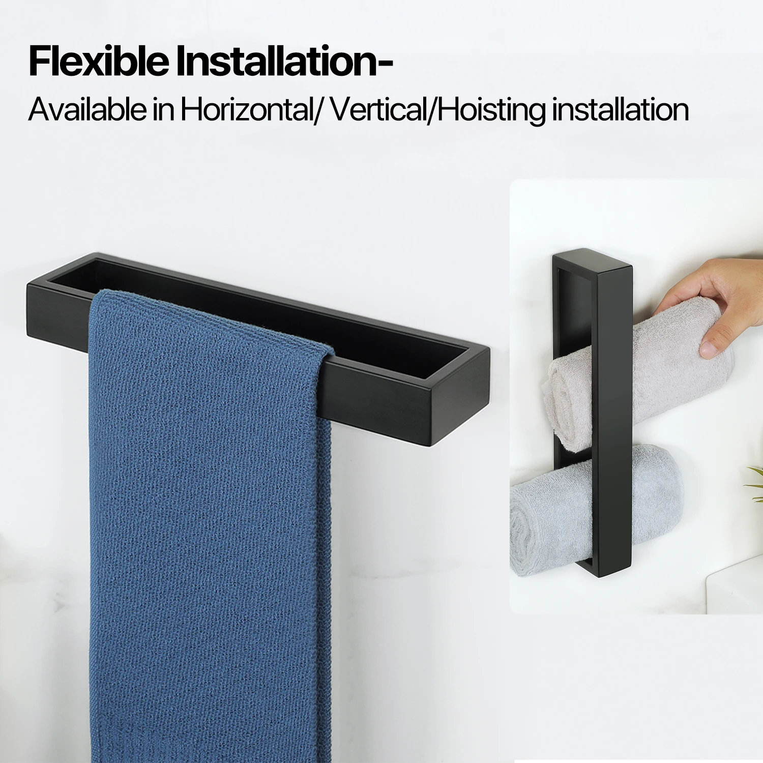 30/40cm Towel Holder 304 Stainless Steel Towel Rack Rails Wall Mount Bathroom Bar Toilet Accessories