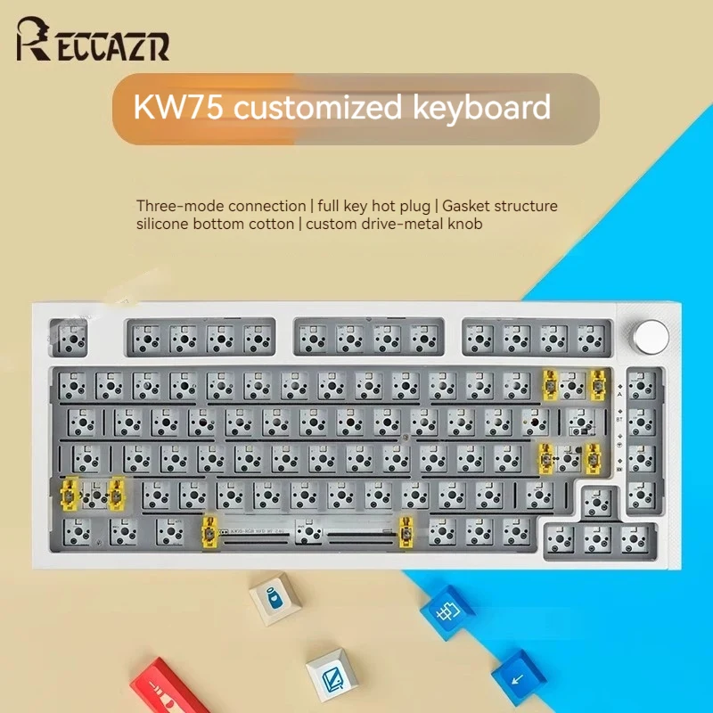 

Reccazr Kw75-pro Customized Mechanical Keyboard Gasket Structure Wireless Three Mode Rgbbacklight Hot Plug Game Esports Keyboard