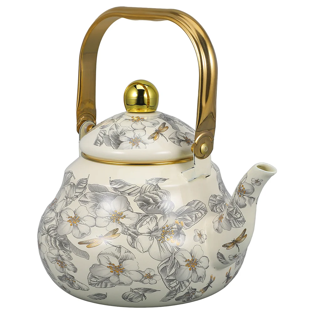 Large Capacity Retro Enamel Pot Vintage Tea Kettle Stovetop Kettle Quick Boiling Water Heater Enamel Teapot Kitchen Tool