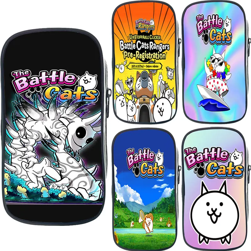 Cartoon Game The Battle Cats Pencil Case Cosmetic Cases Boys Girls Pencil Bag School Stationery Bag Pencil Box Children Pen Bag