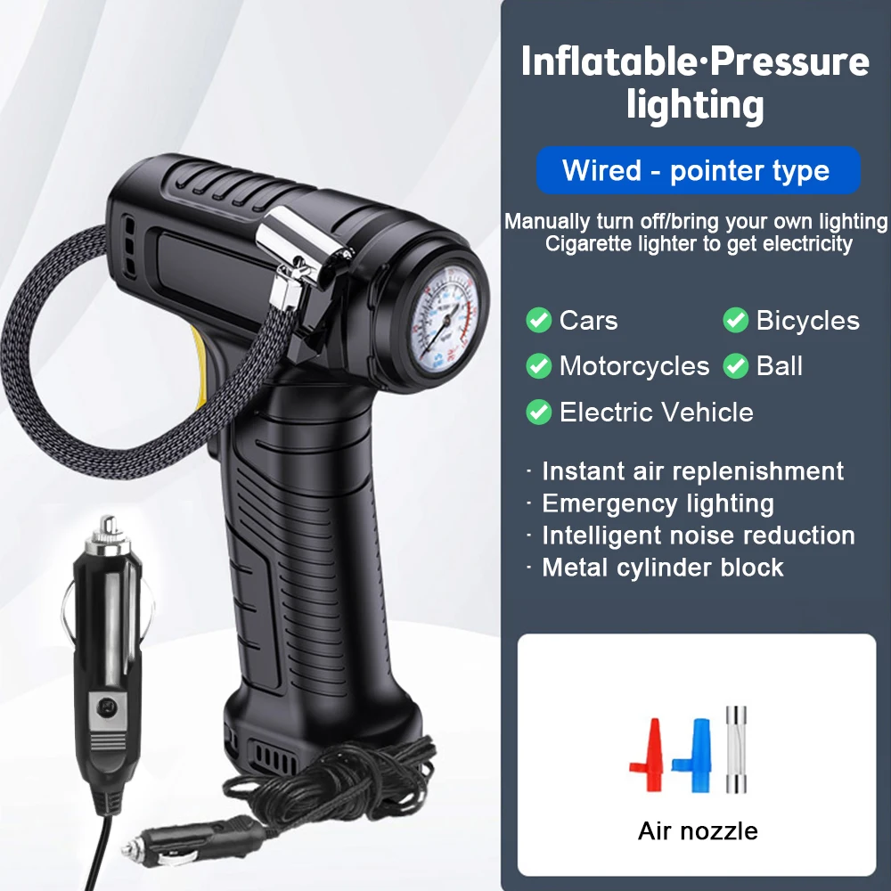 

Portable tire inflator quick and efficient user friendly interface suitable for cars motorcycles bicycles and pools