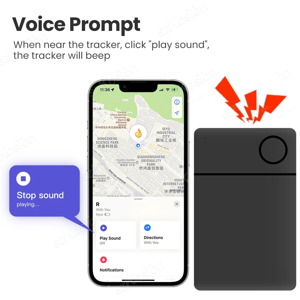Smart GPS Card Tracker Work with IOS Find My APP Anti Lost Item Locator for iPhone Luggage Bag Key Finder Bluetooth-compatible 4