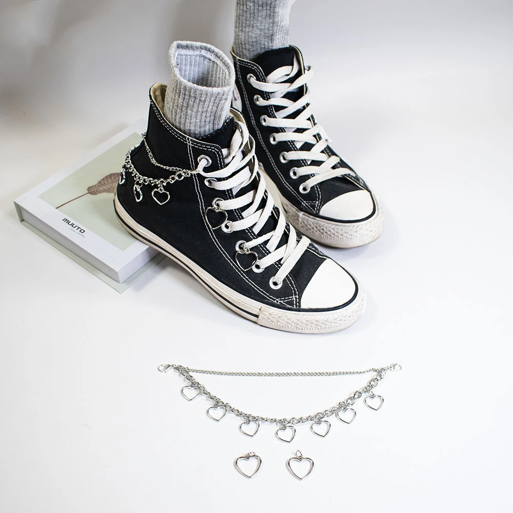 1 Stück Kette Canvas Sneakers Schuhe Spitze Charms hängender Schlüsselanhänger Zubehör für Clogs Handyhülle Herz Dekorationen Unisex Geschenke – Detail 1