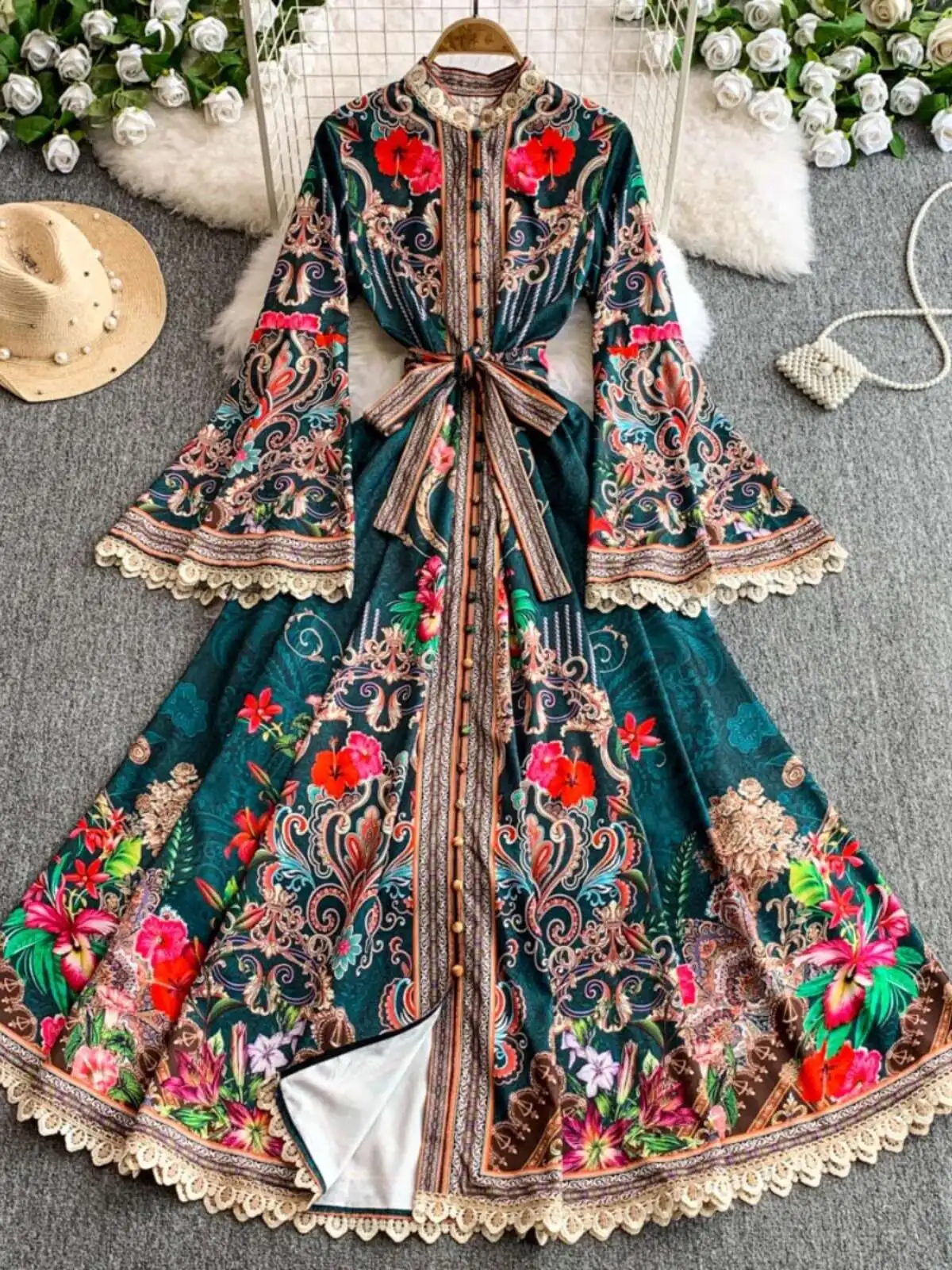 green emerald velvet dress FWVR Floral Print Evening Dresses for Women Formal Long Prom Wedding Party  Gowns Black0 at Amazon Women's Clothing store