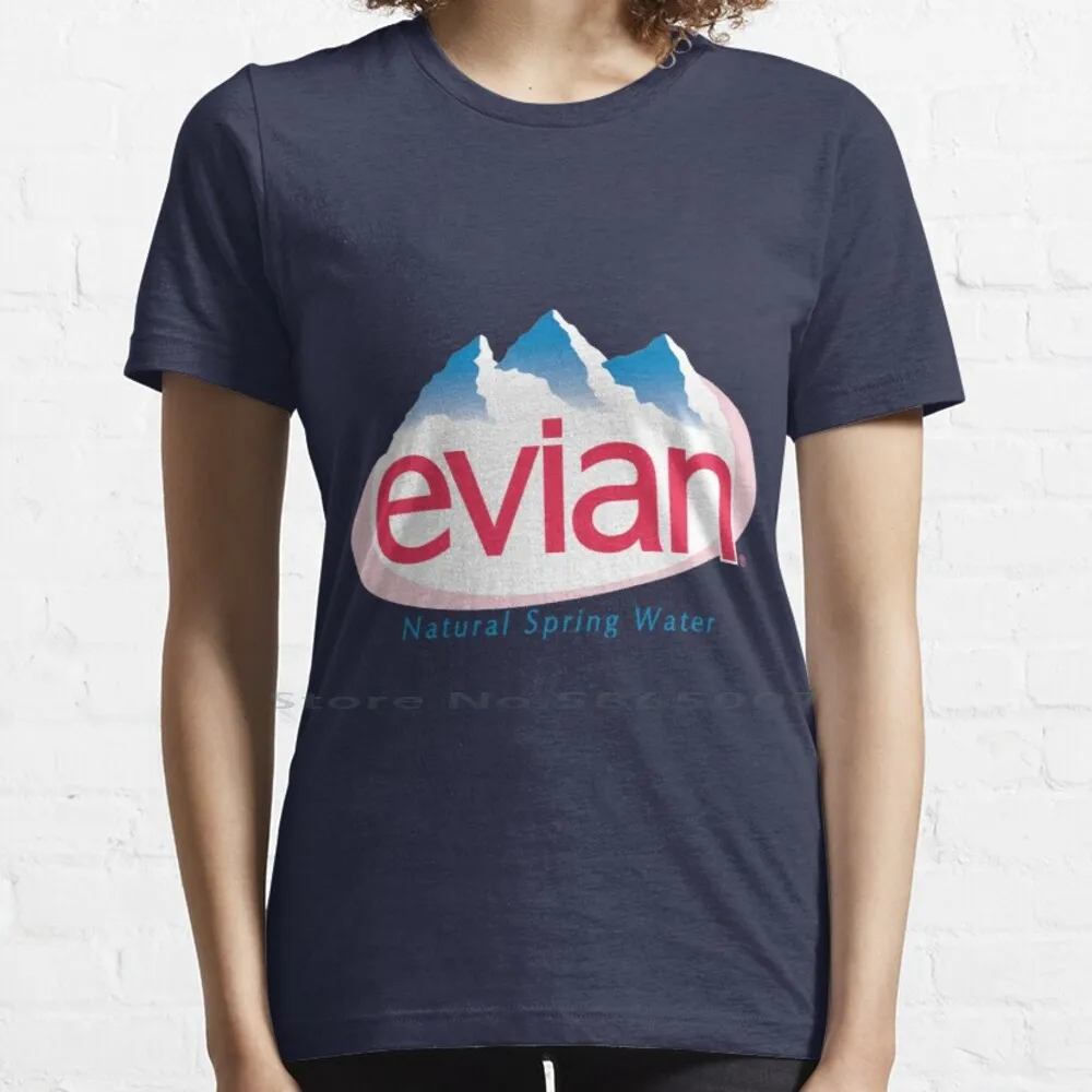 Evian Logo T Shirt 100% Cotton Y2k Vintage Aesthetic Graphics