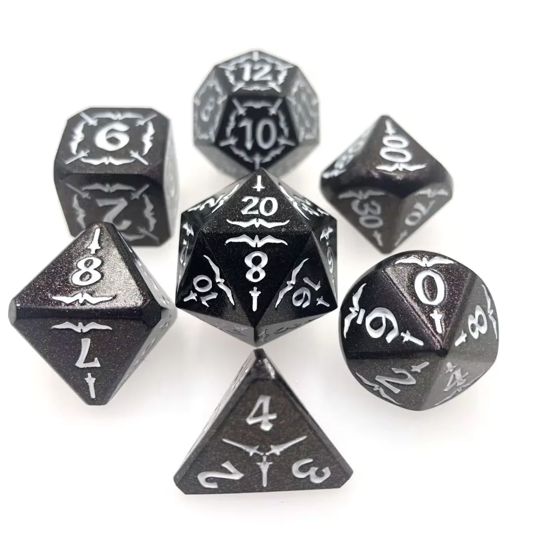 Cusdie Eagle 메탈 D & D 주사위 던전 앤 드래곤 D4-D20 다면체 주사위 세트, 패스파인더 역할 놀이 게임 보드 게임용, 7 개