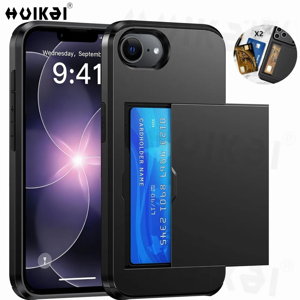 Slim Heavy Duty Wallet Card Holder Case – Slide Slot Protective Cover