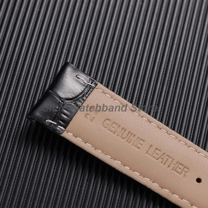 Elegant Leather Cowhide Watch Band with Butterfly Buckle - Business Bracelet Style