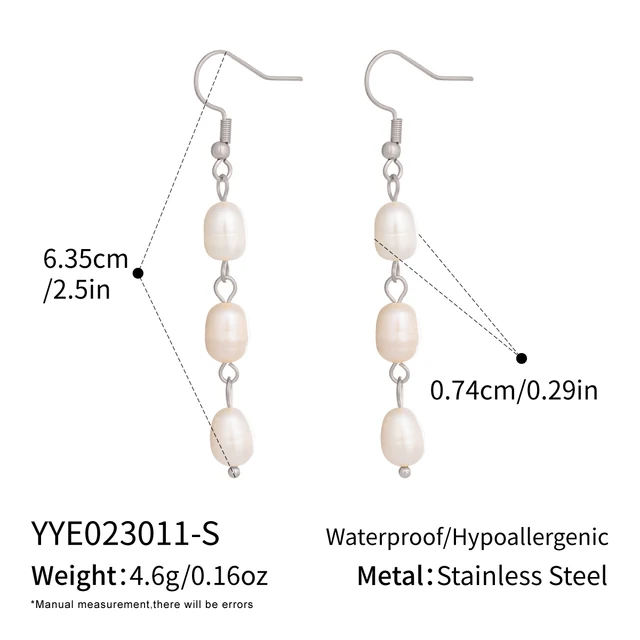 c.citybeauty – boucles d'oreilles élégantes en perles naturelles pour femmes, longue chaîne, en acier inoxydable plaqué or 18 carats, bijoux quotidiens