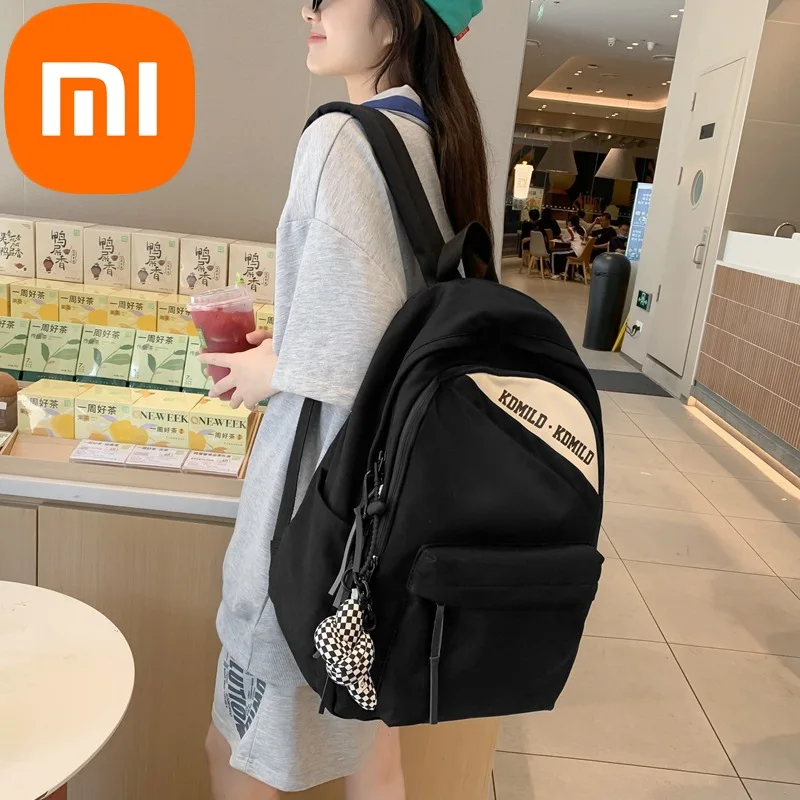 

Xiaomi backpack Retro Canvas Female Contrast Bag Junior High School Students Joker Leisure Shoulder College Students Bag