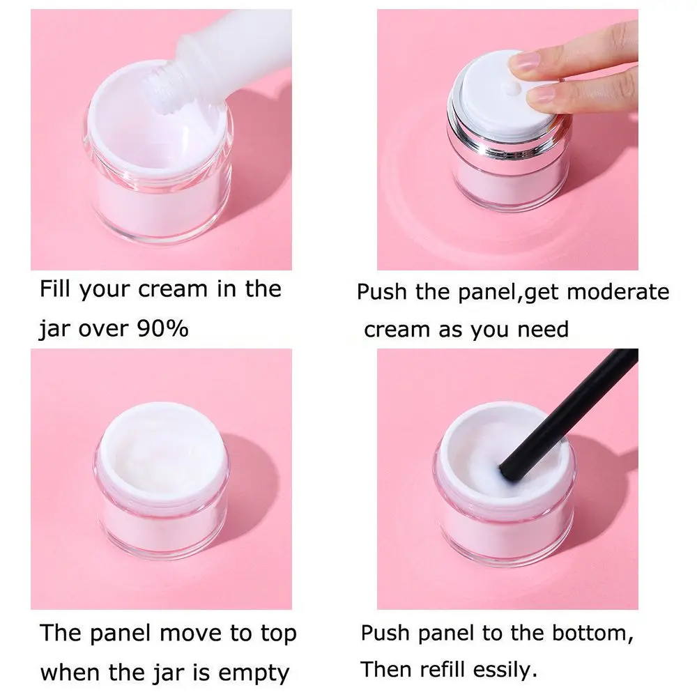 Size Makeup Tool Empty Sample Vials Airless Refillable Travel Cream Vacuum Bottle Acrylic Cans Press Cream Jar Lotion Container