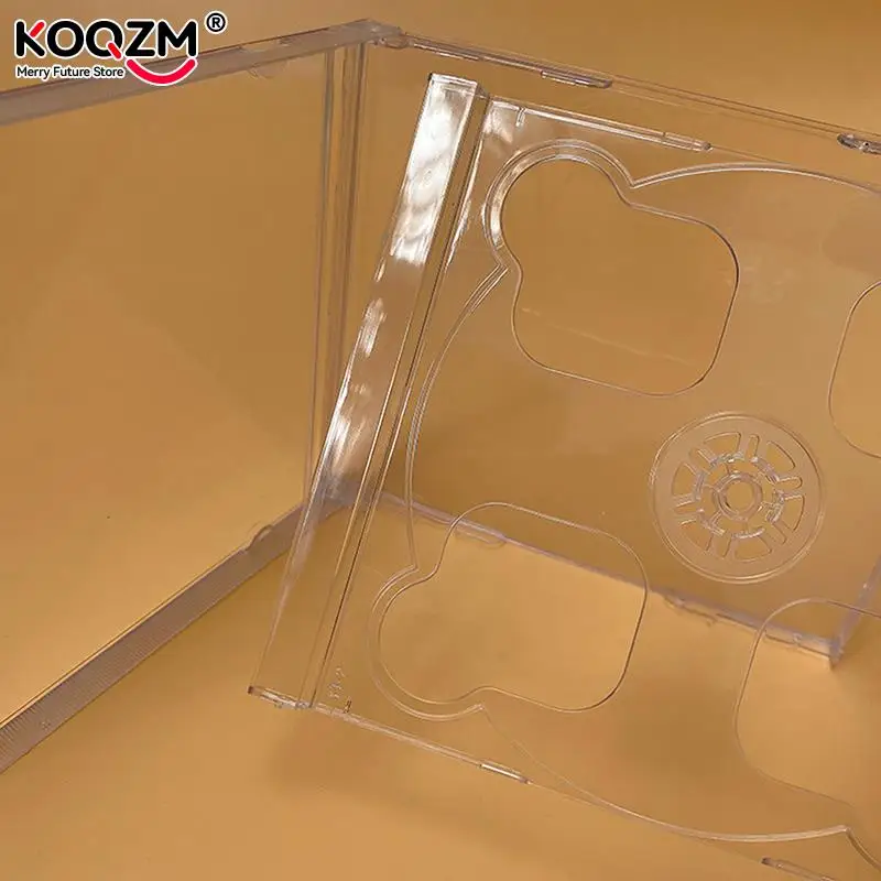 1PC Square Transparent Bottom CD Box Empty CD Case PP Plastic Milky Transparent Case Capacity 2 Discs