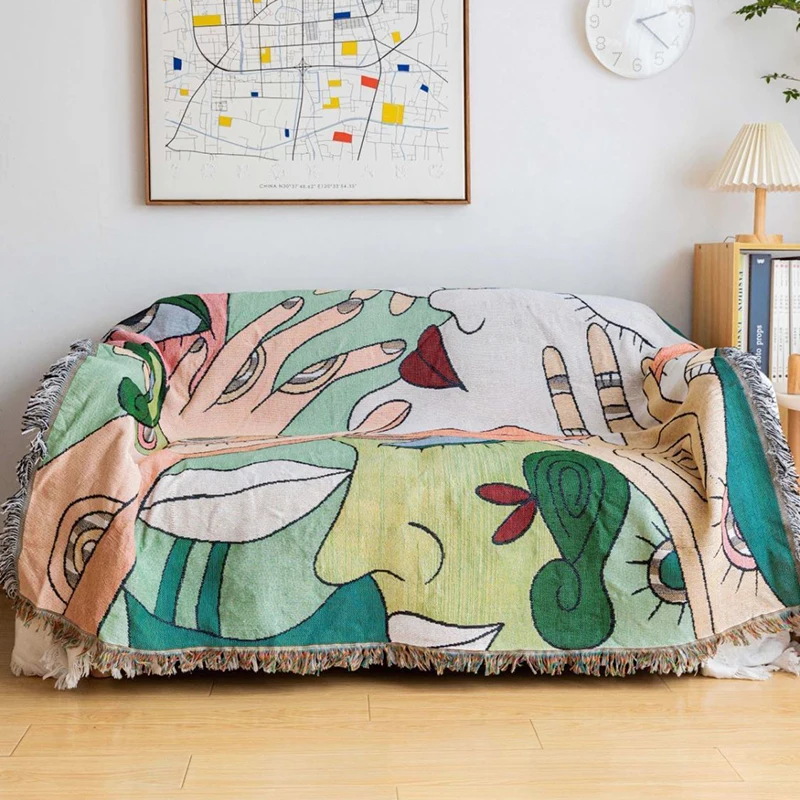 Nordic Abstract Soft Knitted Throw Blanket