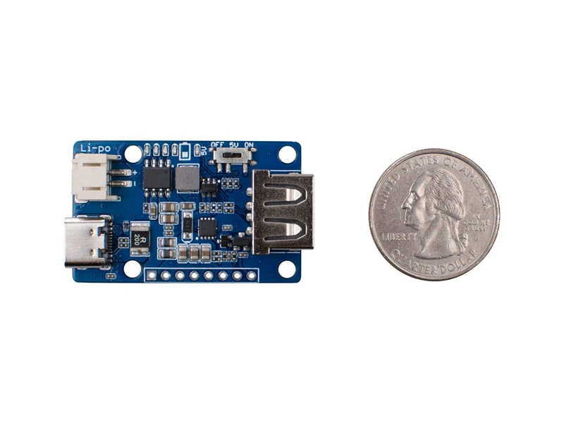 Module Lipo Rider Plus USB Type C 5V 2.4A branché sur une batterie LiPo en charge