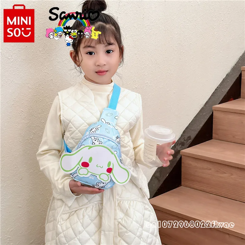 Miniso Sanrio New Children's Waist Bag Fashionable and High Quality Girl Chest Bag Lightweight Boys Crossbody Shoulder Bag