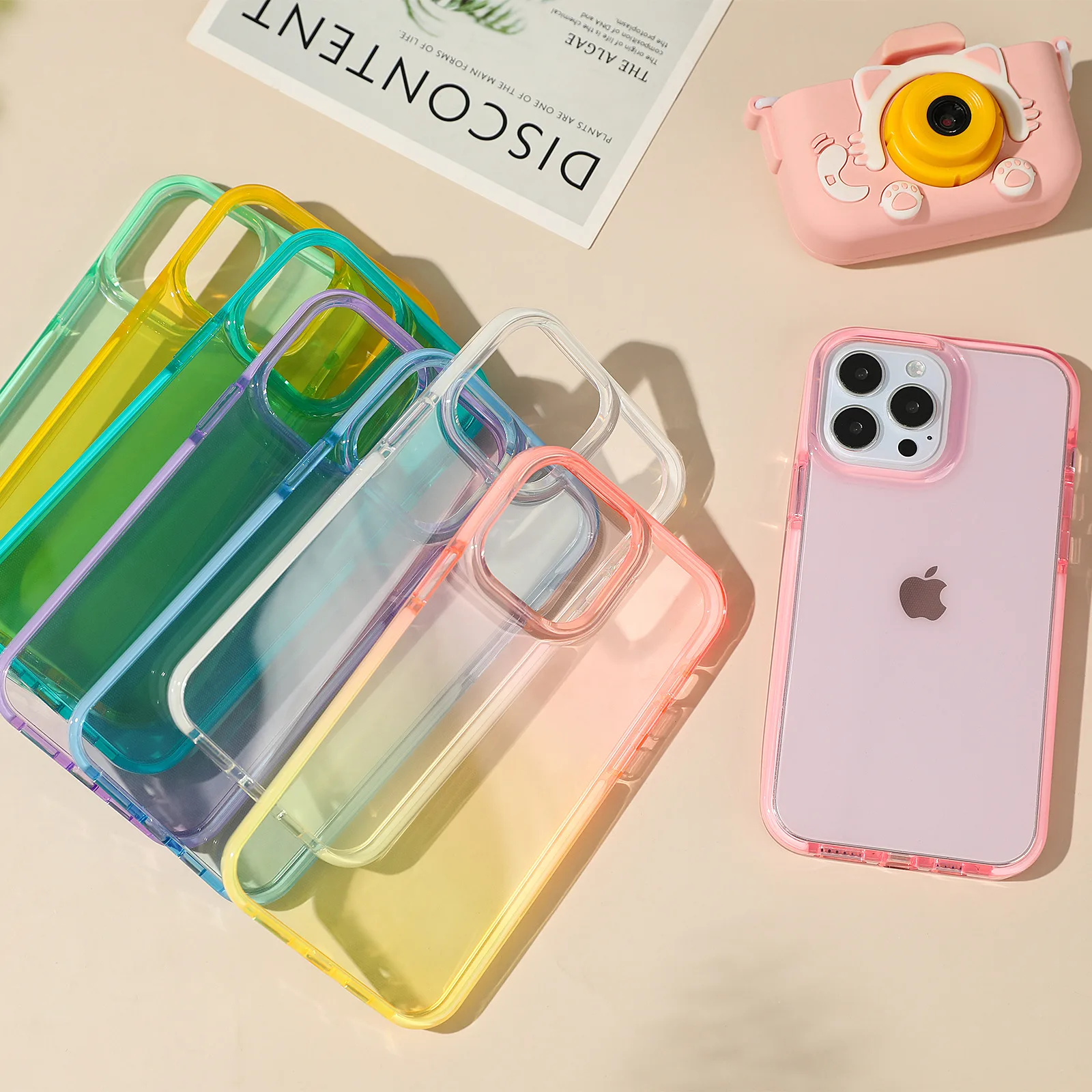 

Gradient Color Jelly Transparent Phone Case For iPhone 15 14 13 ProMax Magnetic Wireless Charging Anti-fall Soft Protection Case