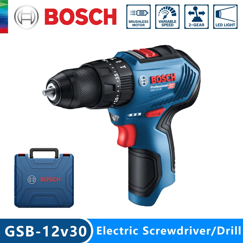 Bosch Professional 3 in 1 Cordless Electric Impact Drill GSB 12V 30 ...