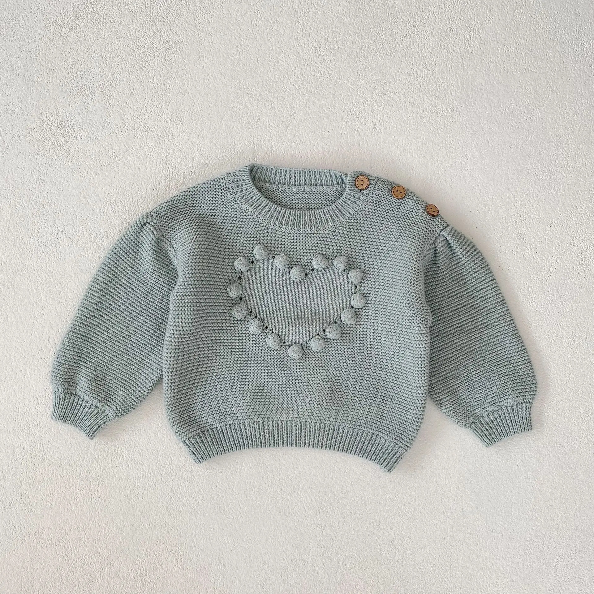 

Autumn Winter Baby Girls Sweaters Newborn Infant Solid Knitted Pullover Sweater Kids 100% Cotton Handmade Ball Lover Jumper Tops