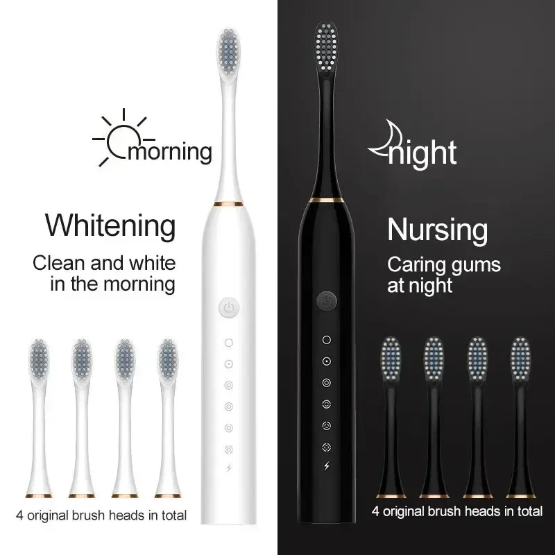 Electric Toothbrush Xiaomi Six Speed Mode Ultrasonic Waterproof USB Charge Couple Set