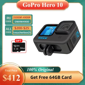 GoPro HERO 10 Black Underwater Action Camera 4K 5.3K60 Video, Helmet Sports Cam 23MP Photos, 1080p Live Streaming Go Pro HERO10 1