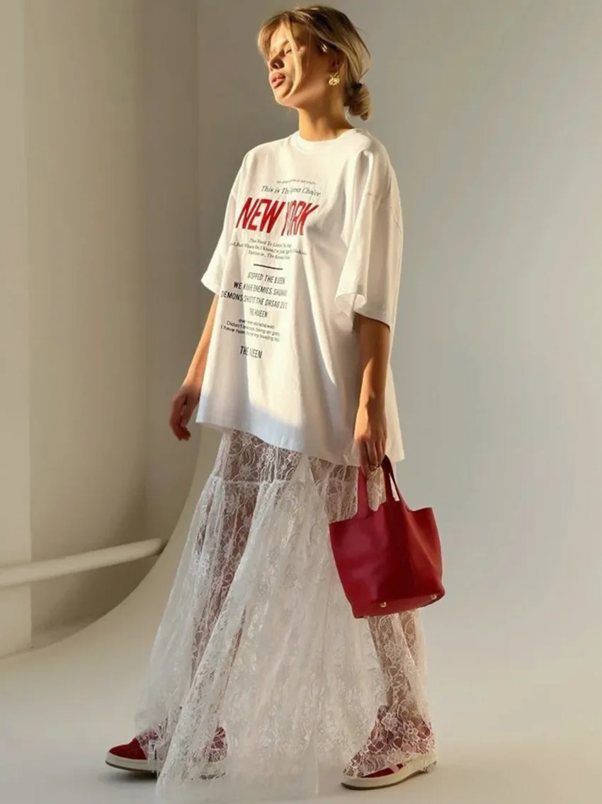 Switching lace long skirt アクレント Sbd7500d8c58a4329a868f2fc4650c