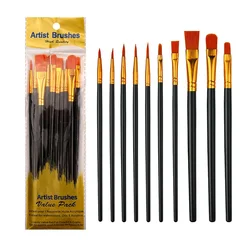 10-Piece Multi-Functional Watercolor and Gouache Brush Set with Pearlescent Blue Handles (Black)