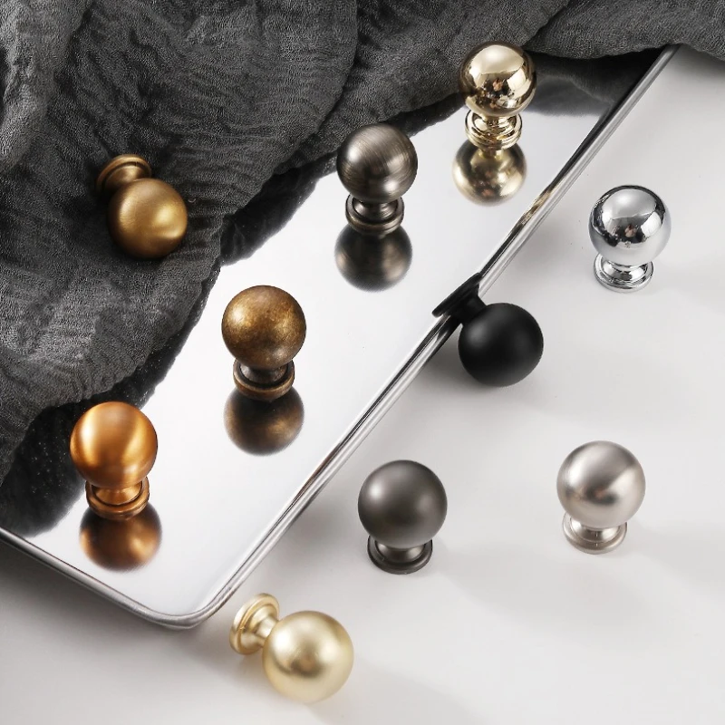 Zinc alloy solid cabinet door handle,retro cabinet wardrobe door pull,round gold/black singlehole drawer knob furniture hardware