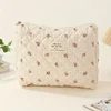 3Pcs Cotton Quilted Makeup Bag Coquette Makeup Bag Large Travel Cosmetic Bag Aesthetic Cute Kawaii Floral Makeup Bag Toiletry Ba 5