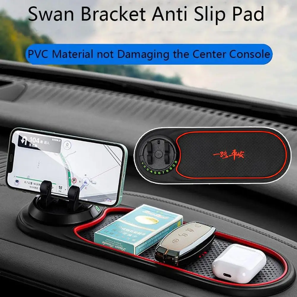 Car Multi-Functional Non-Slip Mat With Mobile Phone Holder Available In Black Red Rotatable Silicone Dashboard Car Pad Mat