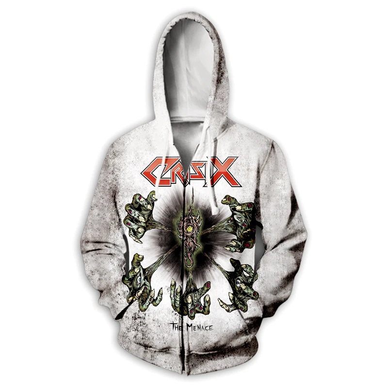 

New Fashion 3D Print Crisix Rock Zipper Hoodies Zip Up Hooded Sweatshirts Harajuku Hoodies Hip Hop Sweatshirts