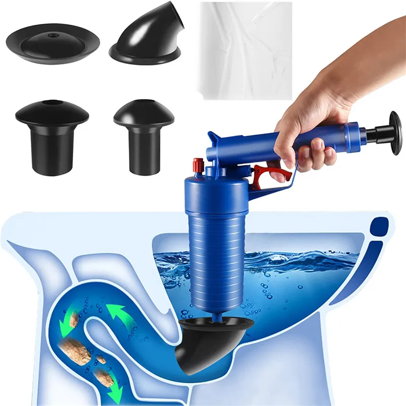 Air Power Drain Blaster Gun High-pressure Manual Sink Plunger Opener Bathroom Toilets Closestool Pipe Dredging Clean Pump Tools