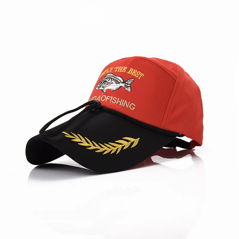 

Summer Sun Fishing Hat Breathable Adjustable Fishing Cap Fish Picture Embroidery Sports Hiking Fishing Hat Anti-Uv Outdoor