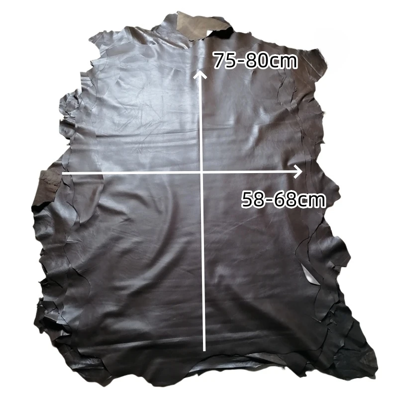 Premium Dark Brown Sheepskin Leather Fabric for DIY Clothing & Accessories - Genuine First Layer Leather